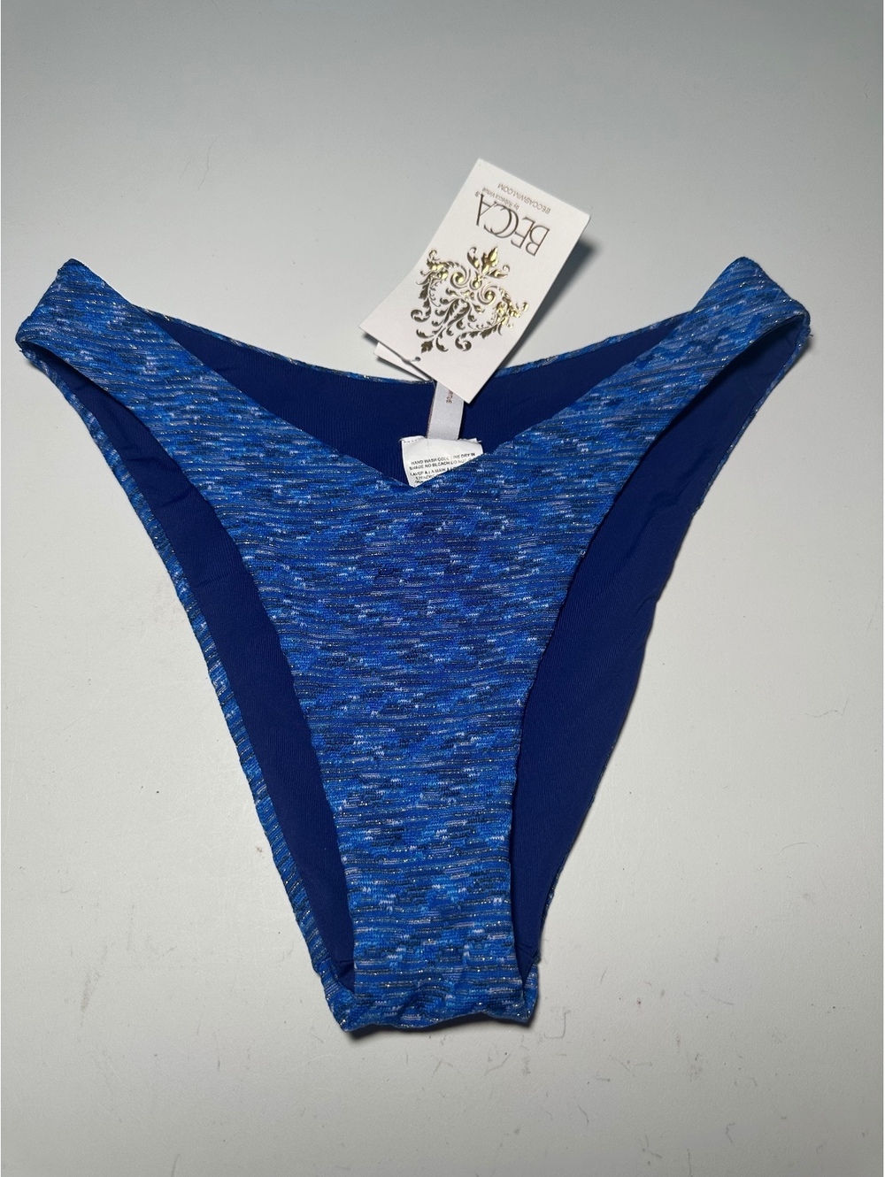 Becca by Rebecca Virtue Blue High Leg Bikini Bottom Small